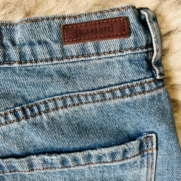 BlankNYC Vintage High Rise Light Wash Distressed Cut Off Denim Shorts - Picture 4 of 9